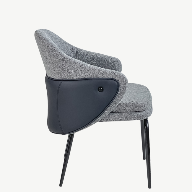Fauteuil Bouclé Nina Grijs met Zwarte Accenten - Afbeelding 3