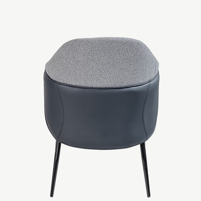 Fauteuil Bouclé Nina Grijs met Zwarte Accenten - Afbeelding 4