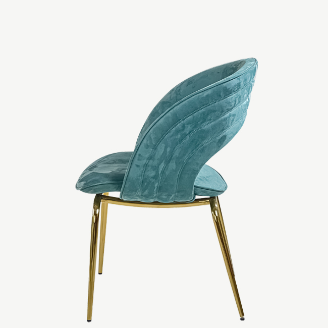 Eetkamerstoel Velvet Camilia Turquoise met Gouden Poten - Afbeelding 3