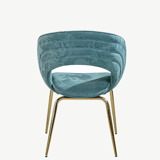 Eetkamerstoel Velvet Camilia Turquoise met Gouden Poten - Afbeelding 4