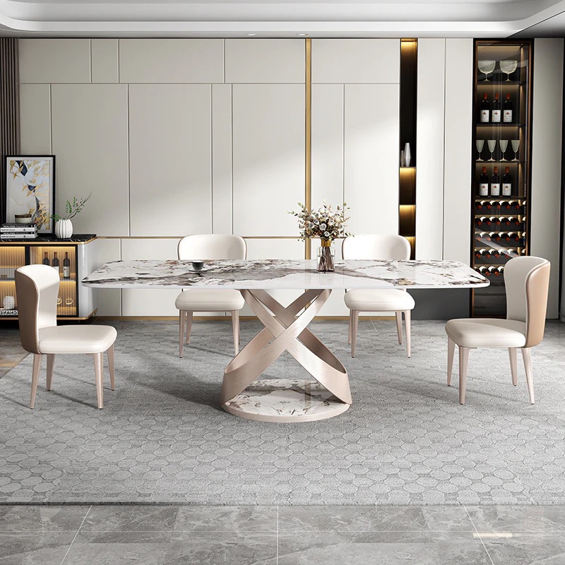 Keramieken Eettafel Rona Rechthoekig Marmer Wit Bruin - Afbeelding 3