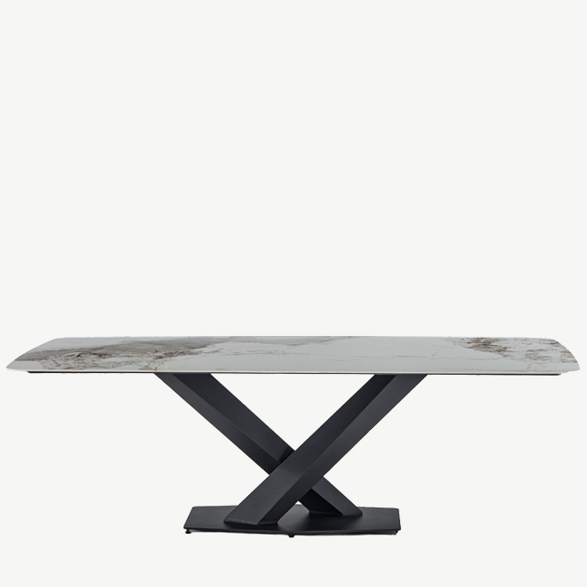 Keramieken Eettafel Laura Rechthoekig Marmer Wit-Beige - Afbeelding 3