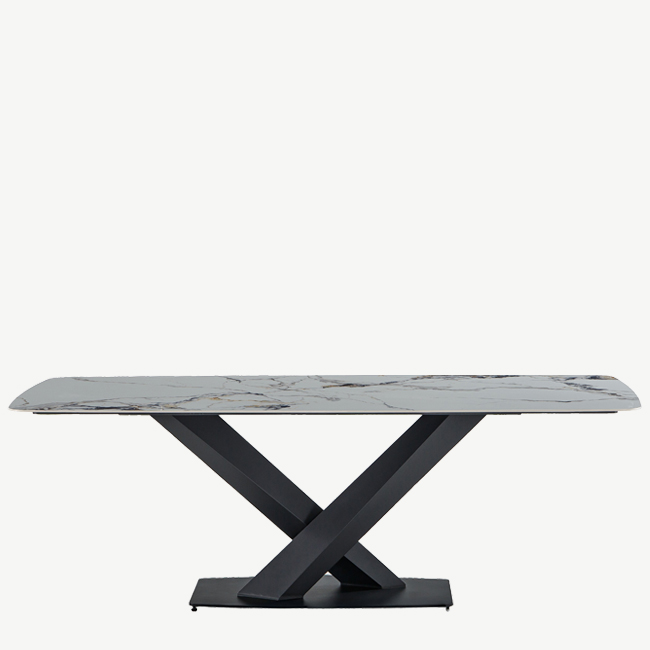Keramieken Eettafel Marisa Ovaal Marmer Wit-Goud - Afbeelding 3