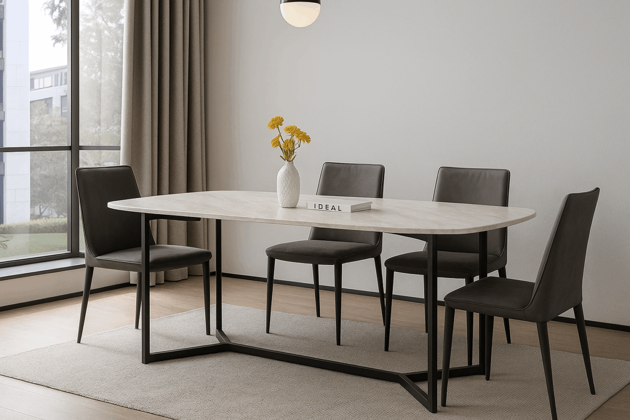 Marmeren Eettafel Ella Bianco Ovaal Wit - Afbeelding 3