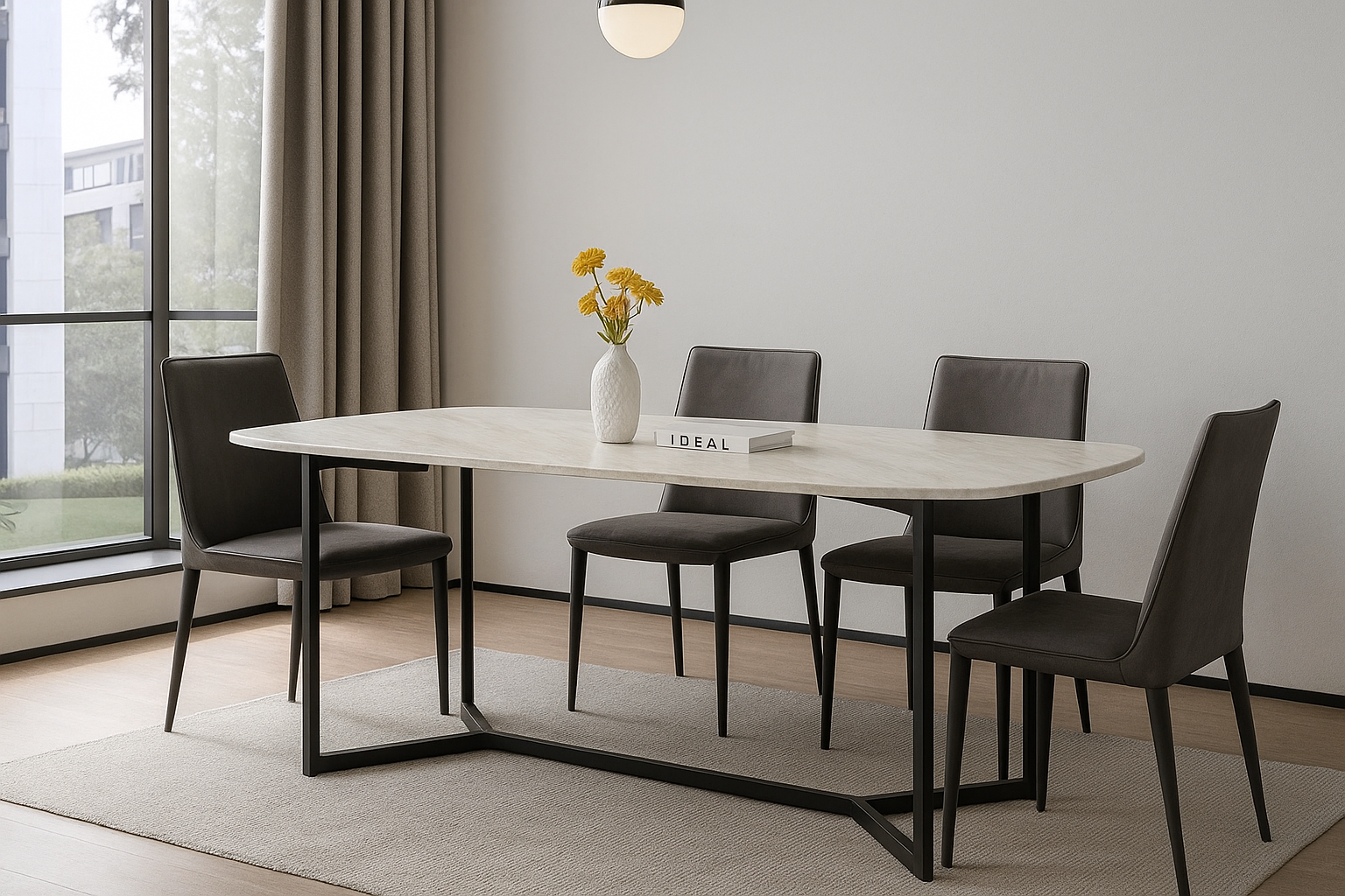 Marmeren Eettafel Ella Bianco Ovaal Wit - Afbeelding 3
