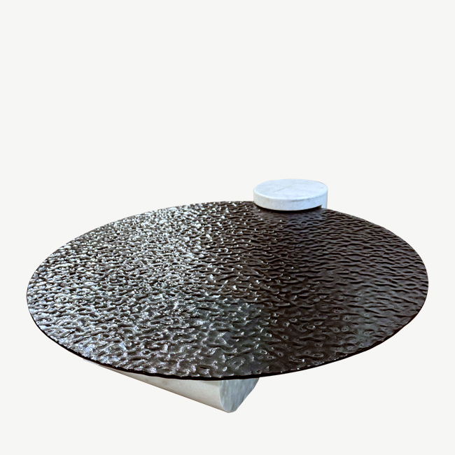 Marmeren Salontafel Luca Rond Grijs-Wit - Afbeelding 4