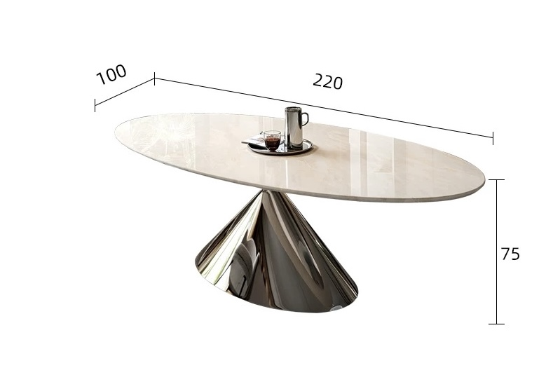 Marmeren Eettafel Montana Rond Wit Hoogglans met Chroom - Afbeelding 5