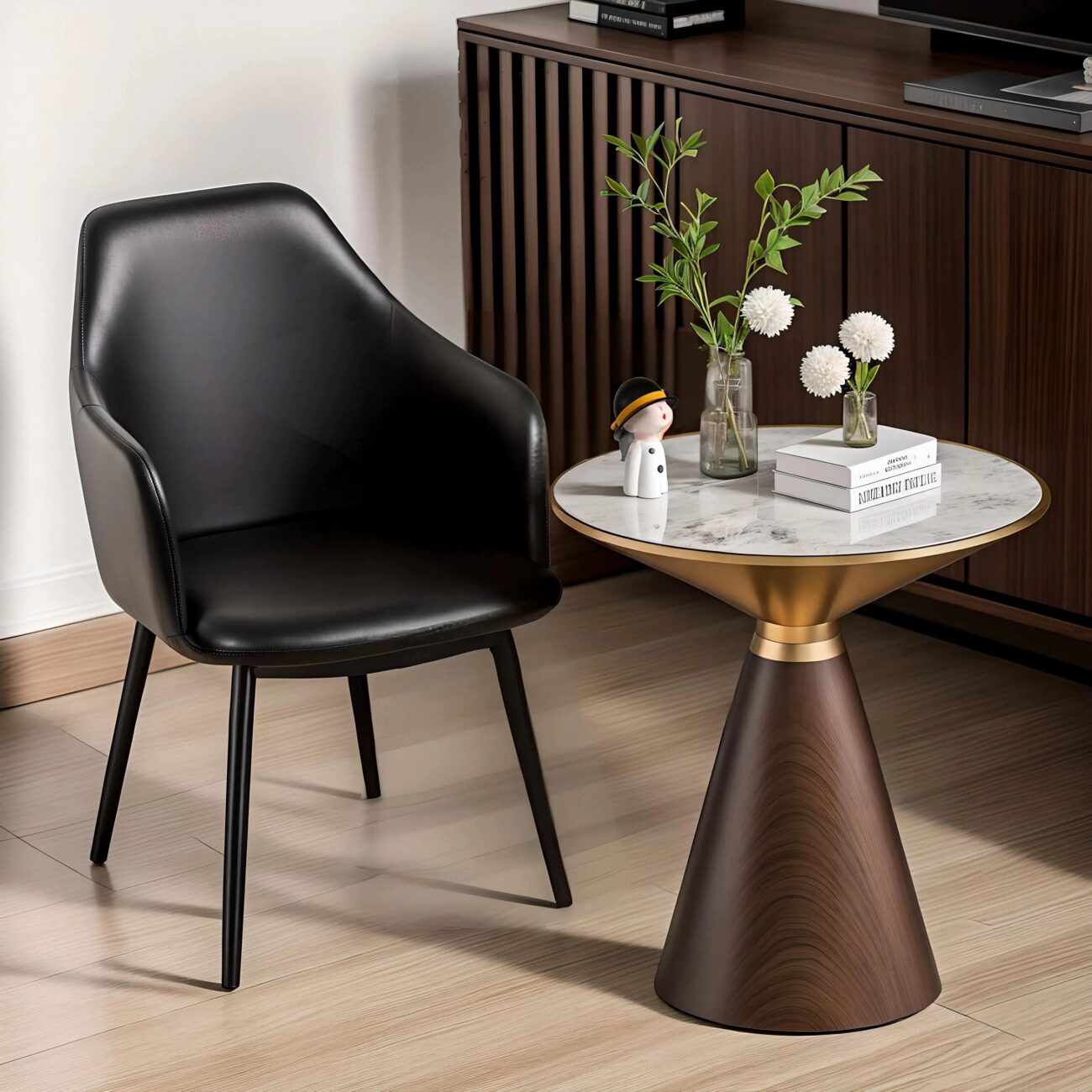 Keramieken Salontafel Marco Rond Wit-Goud - Afbeelding 3
