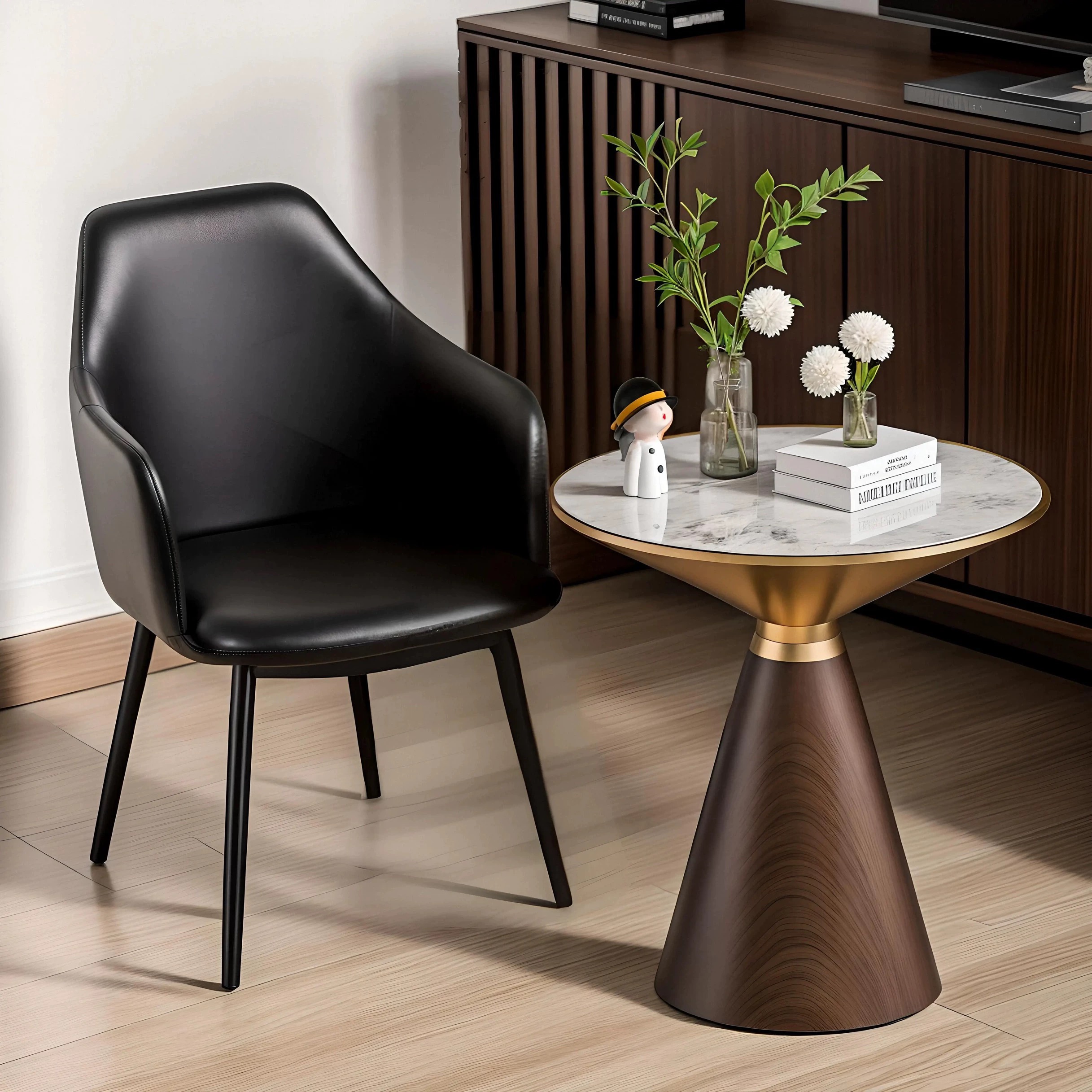 Keramieken Salontafel Marco Rond Wit-Goud - Afbeelding 3