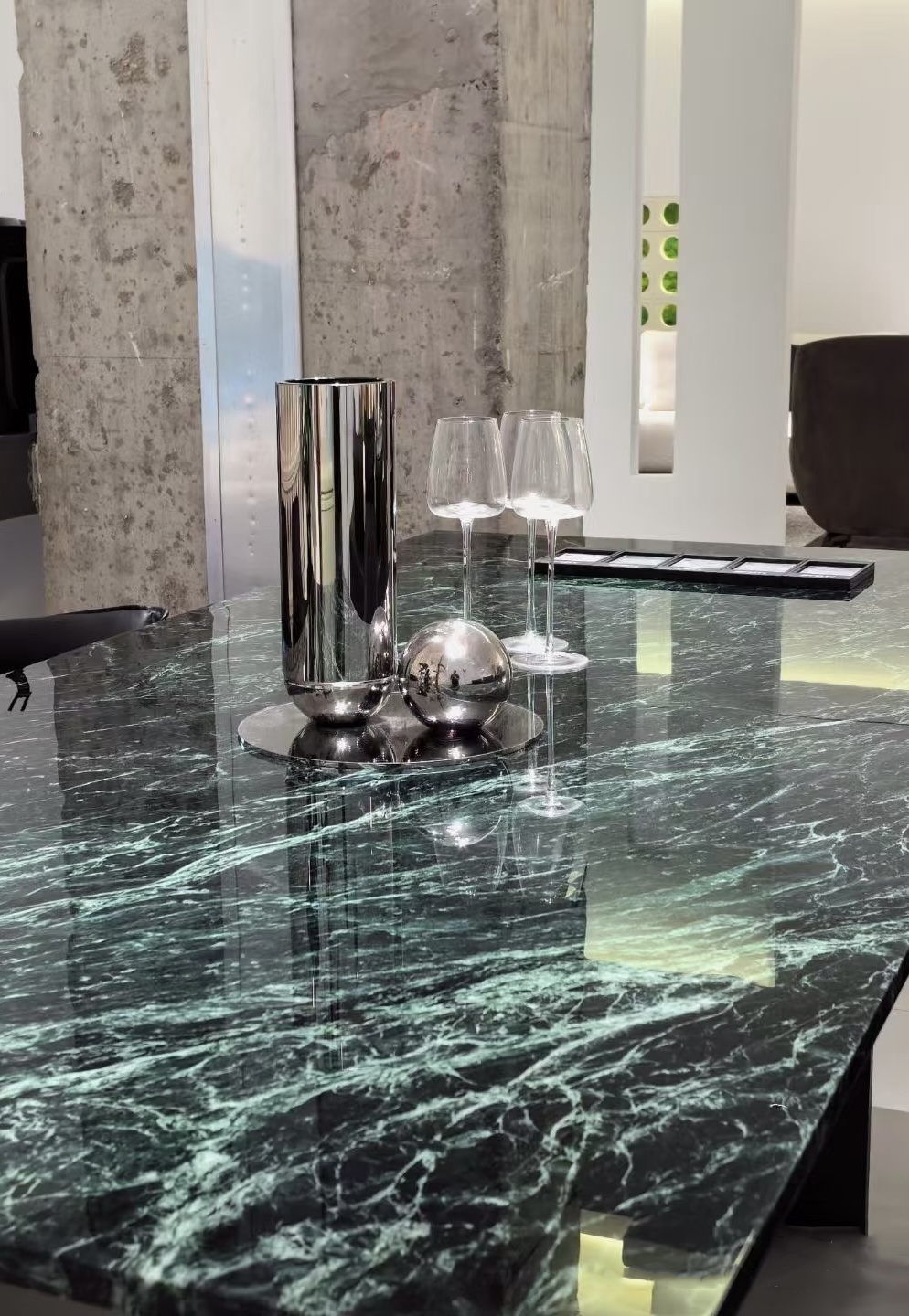 Marmeren Eettafel Vera Ovaal Groen Verde Alpi - Afbeelding 2