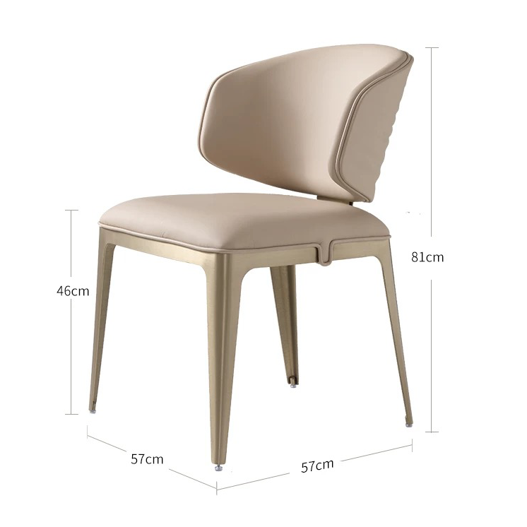 Eetkamerstoel Leer Celia Beige Taupe met Gouden Poten - Afbeelding 3